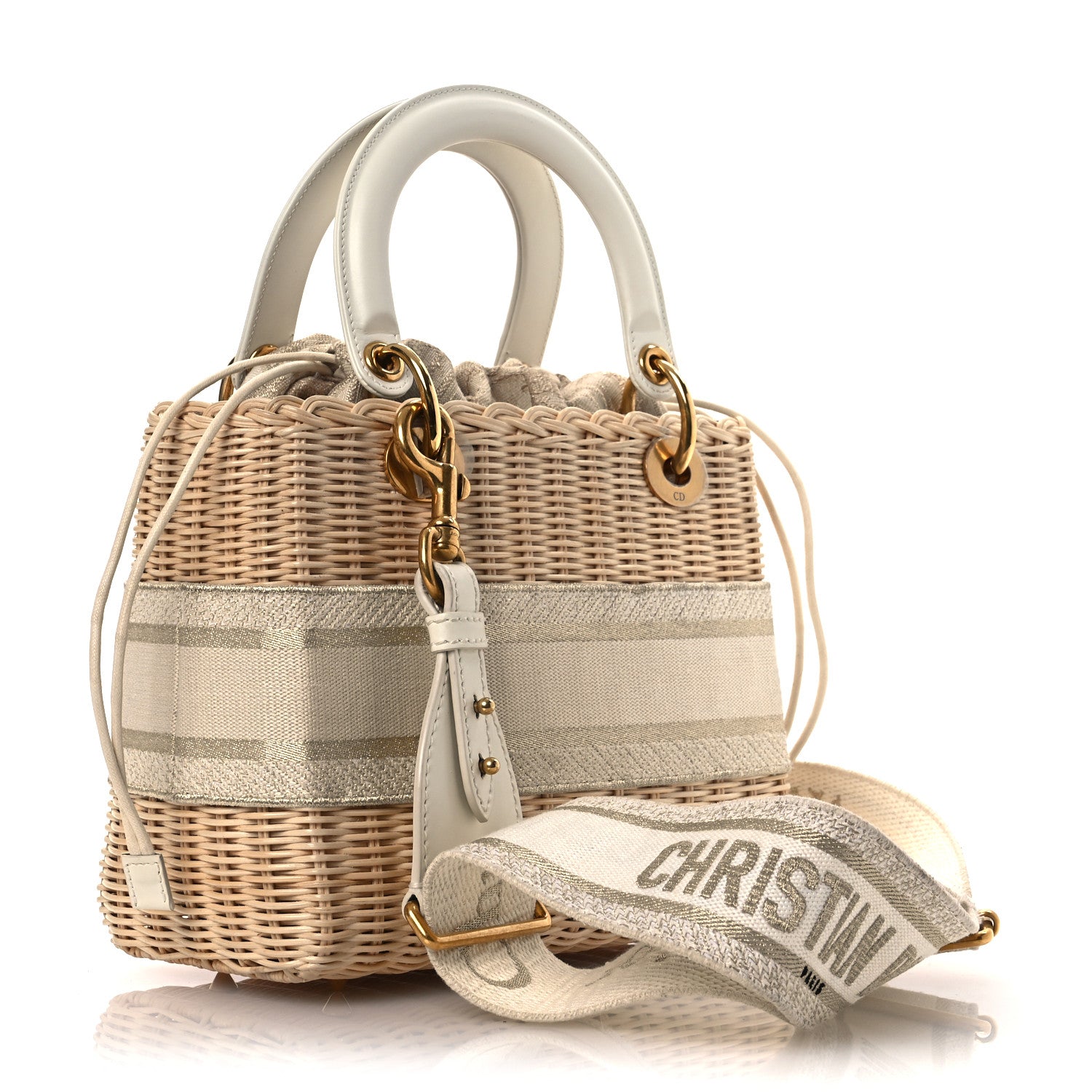 Christian Dior Wicker Oblique Medium Lady Dior Bag Beige 3 of 15