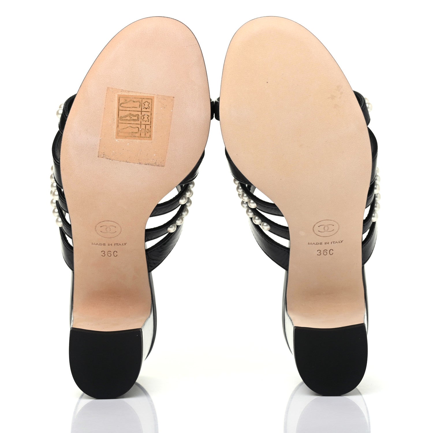 Chanel Laminated Lambskin CC Pearl Mules 36 Black 5 of 12