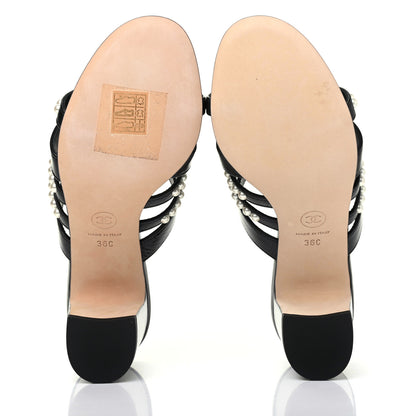 Chanel Laminated Lambskin CC Pearl Mules 36 Black 5 of 12