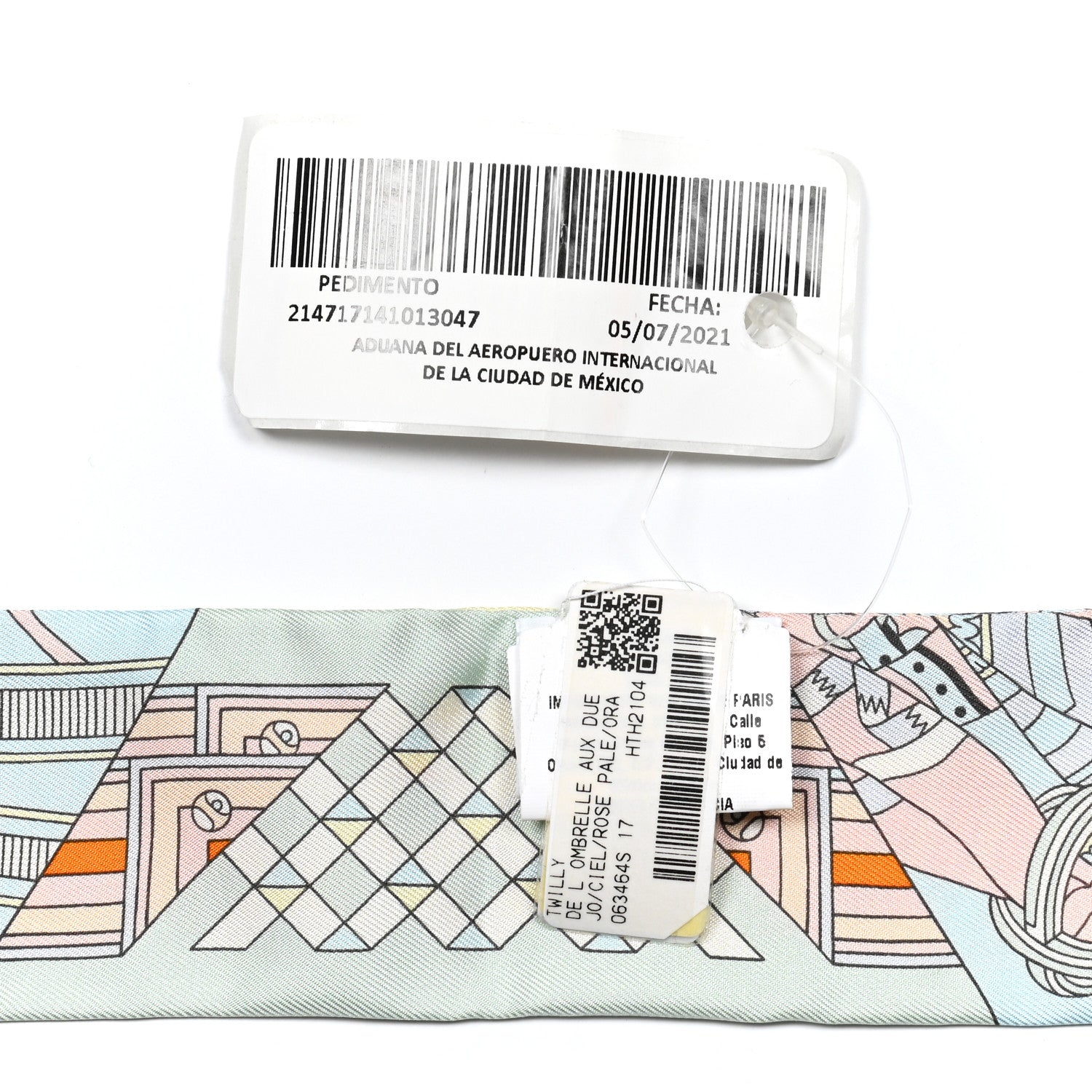 Hermes Silk De l'Ombrelle Aux Duels Twilly Ciel Rose Pale Orange 4 of 5