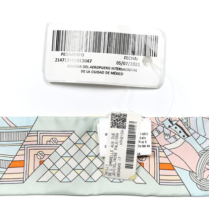 Hermes Silk De l'Ombrelle Aux Duels Twilly Ciel Rose Pale Orange 4 of 5