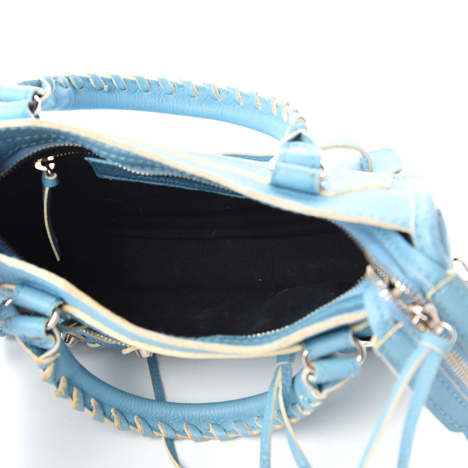 Balenciaga Supple Grained Calfskin Classic Silver Hardware Highlight Mini City Bleu Caraibes 5 of 10