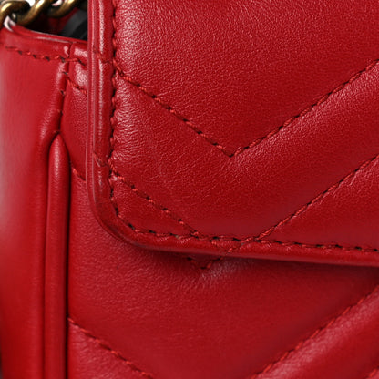 Gucci Calfskin Matelasse Super Mini GG Marmont Shoulder Bag Hibiscus Red 15 of 18