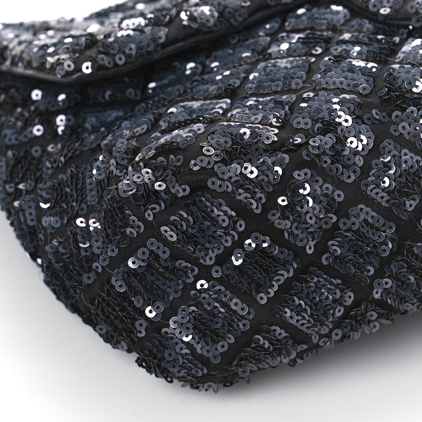 Satin Sequin Medium Classic Flap Grey