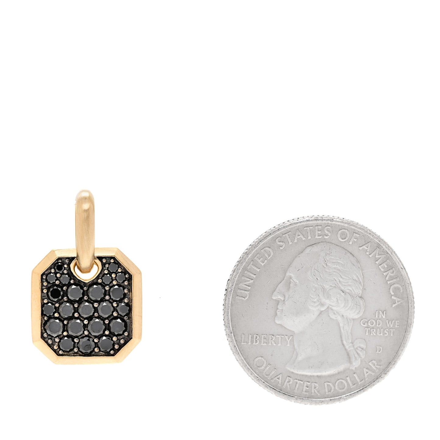 18K Yellow Gold Black Diamond 15mm Octagonal Amulet Pendant