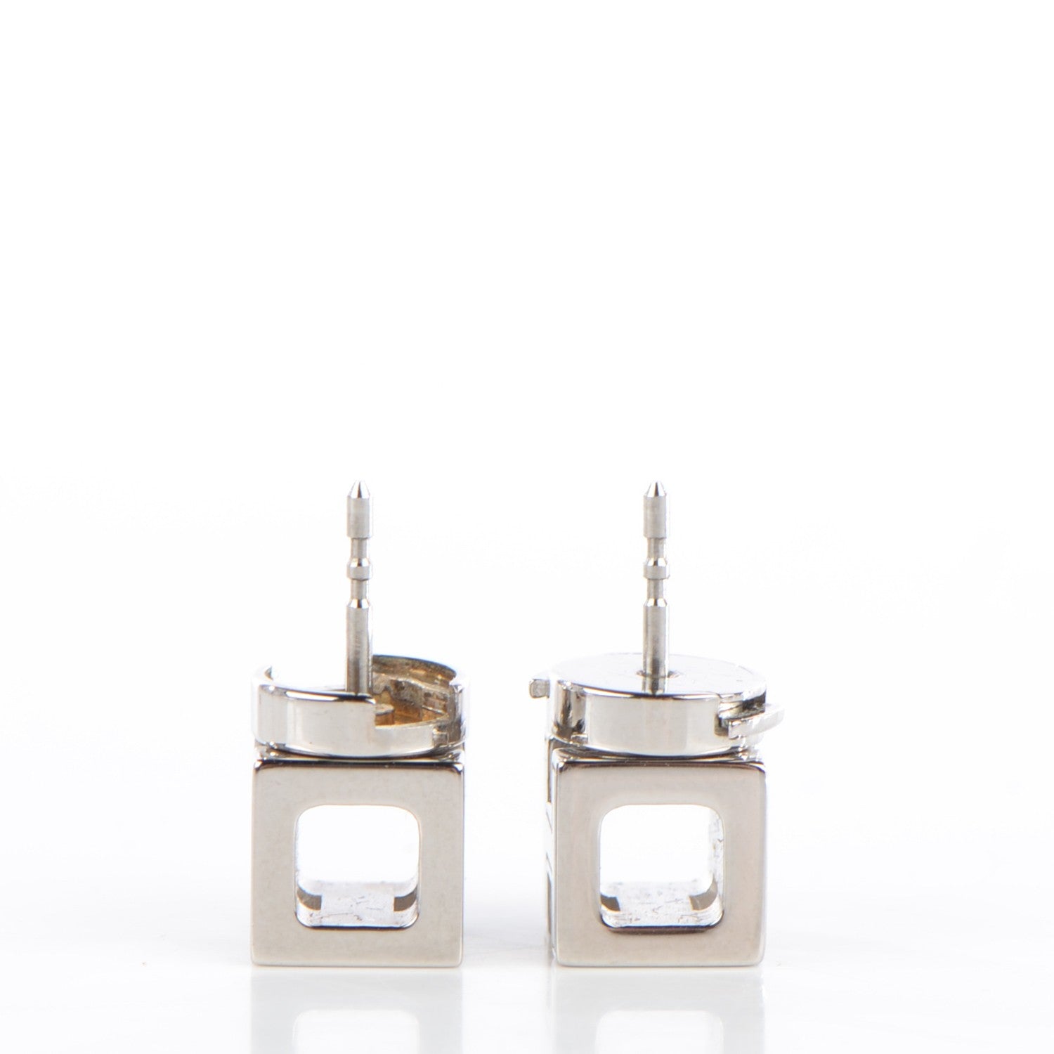 Hermes Palladium Lacquered Cage d'H Earrings Bleu 3 of 6