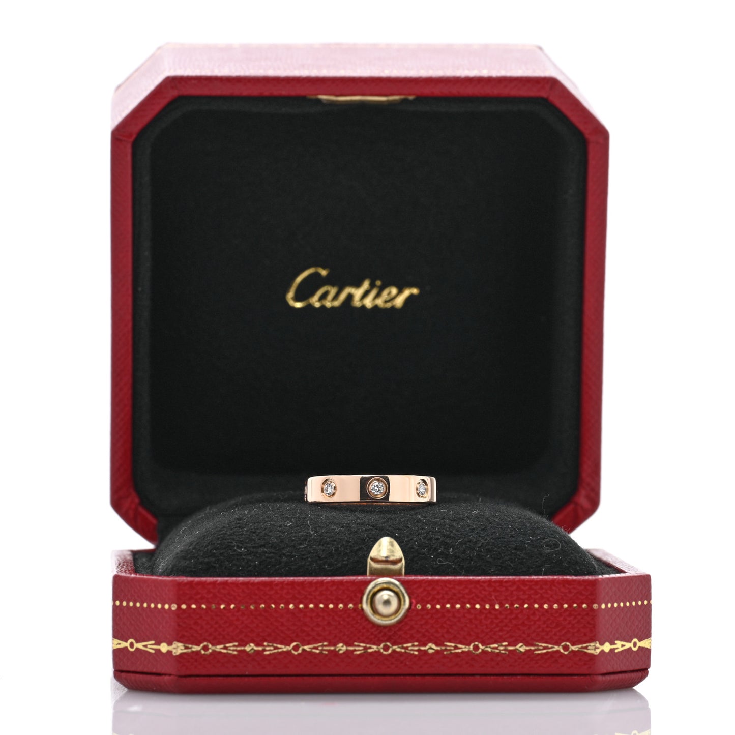 18K Pink Gold 8 Diamond 4mm LOVE Wedding Band Ring 51 5.75