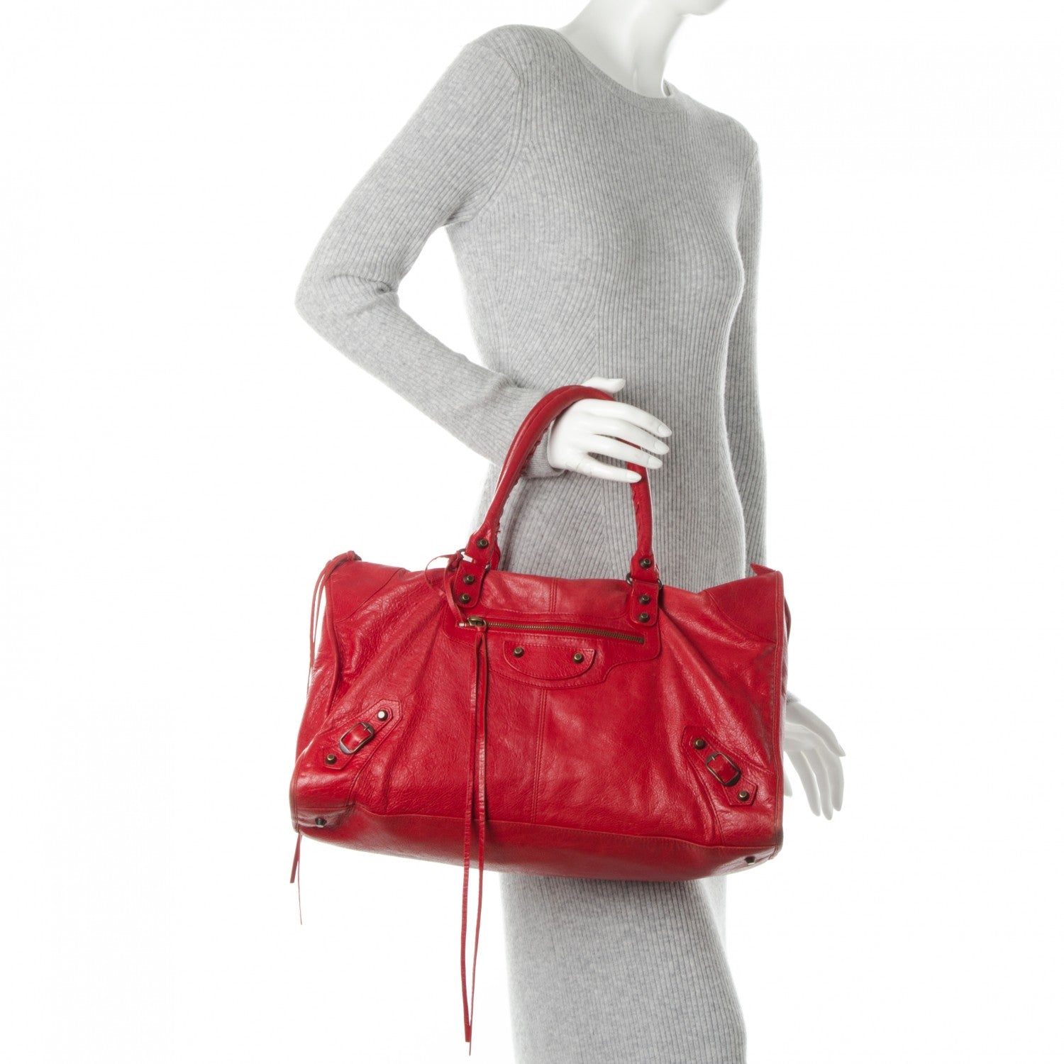 Balenciaga Agneau Classic Hardware Work Rouge Cardinal 2 of 14