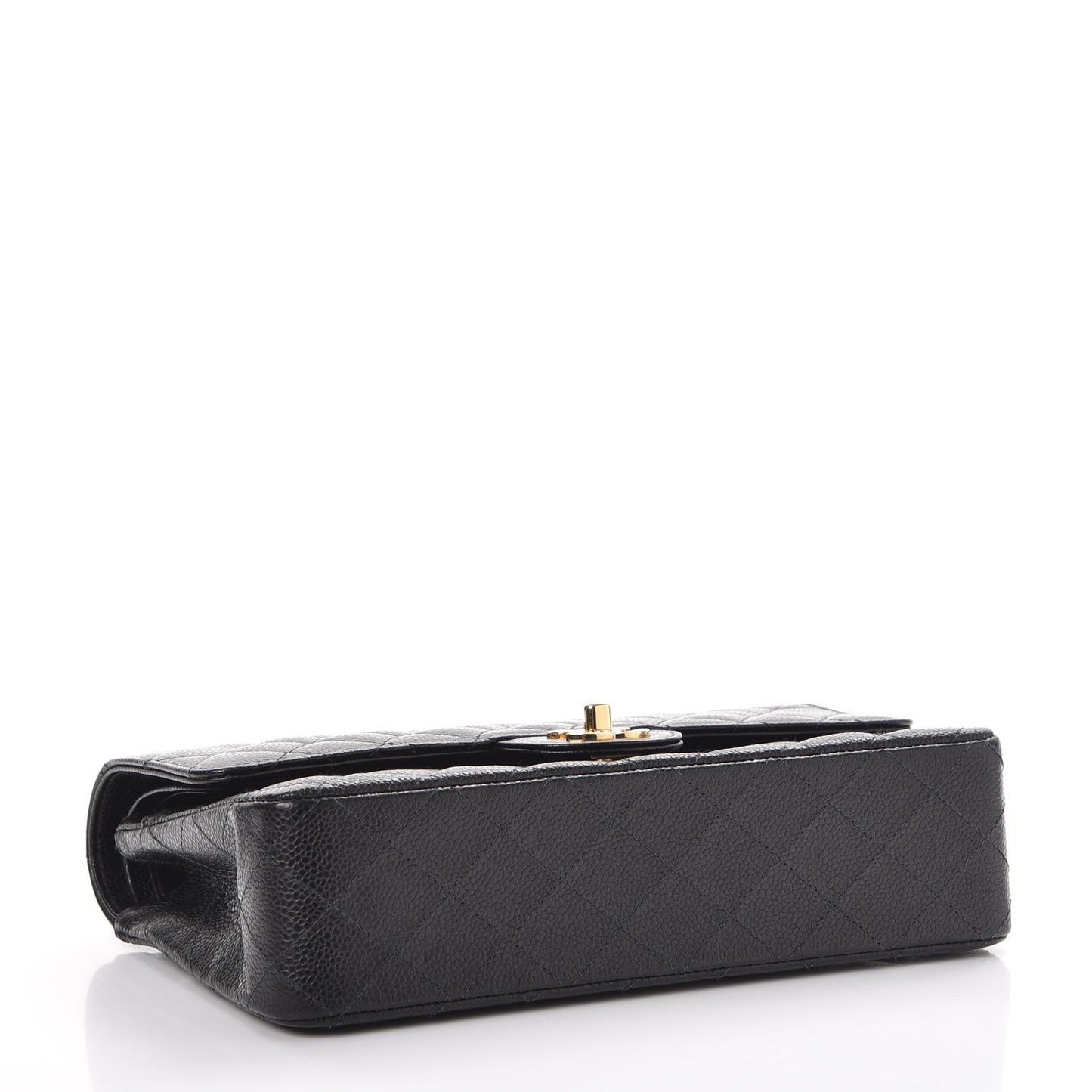 Caviar Quilted Medium Double Flap Black