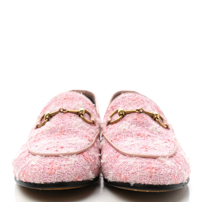 Gucci Wool Tweed Horsebit Womens Jordaan Loafers 36 Pink White Perfect Pink 2 of 11