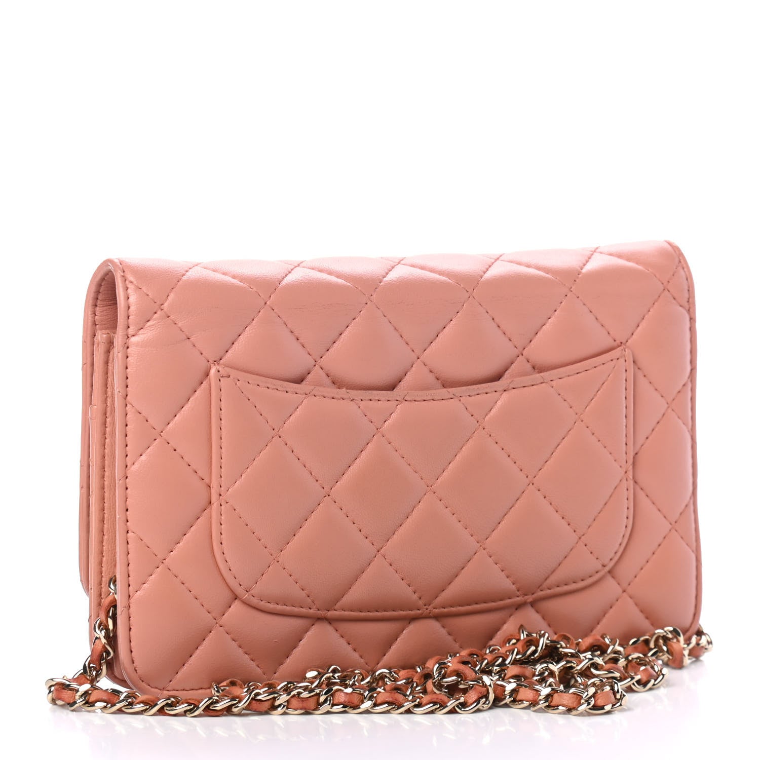 Chanel Lambskin Quilted Wallet on Chain WOC Salmon Pink 2 of 4