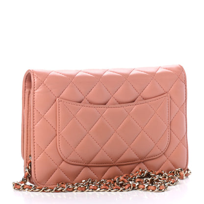 Chanel Lambskin Quilted Wallet on Chain WOC Salmon Pink 2 of 4