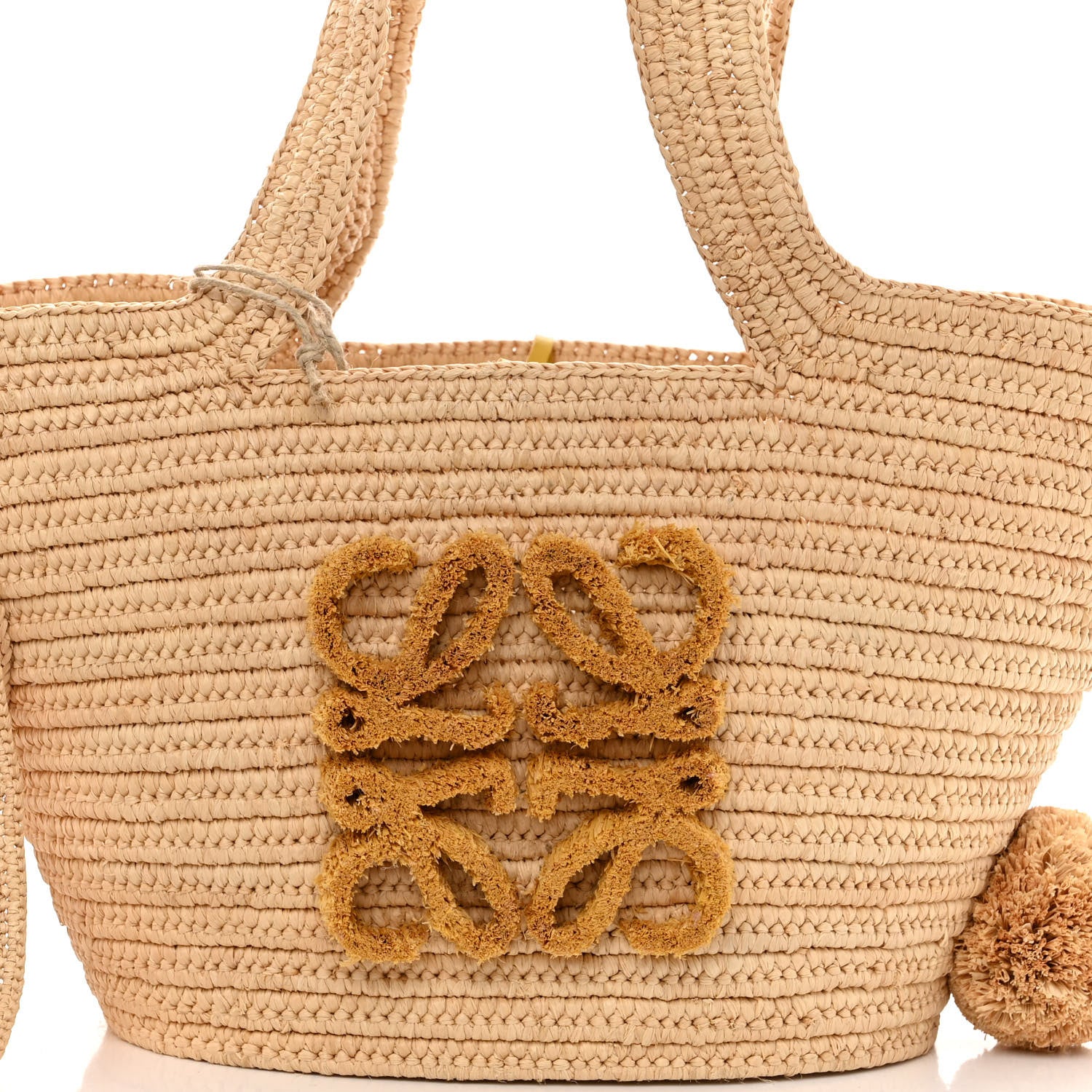 Loewe Raffia Calfskin Small Bunny Basket Tote Bag Natural 8 of 11