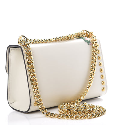Gucci Calfskin Floral Embroidered Small Padlock Shoulder Bag White 3 of 10