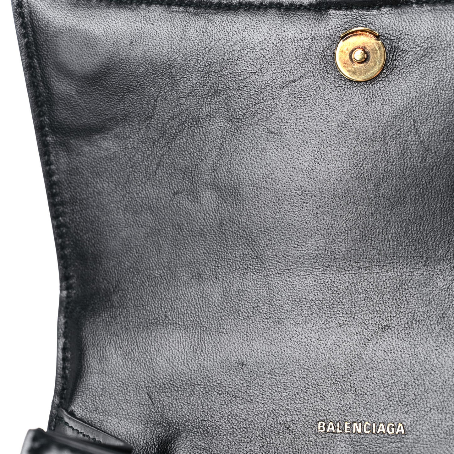 Shiny Box Calfskin Small Hourglass Top Handle Bag Black