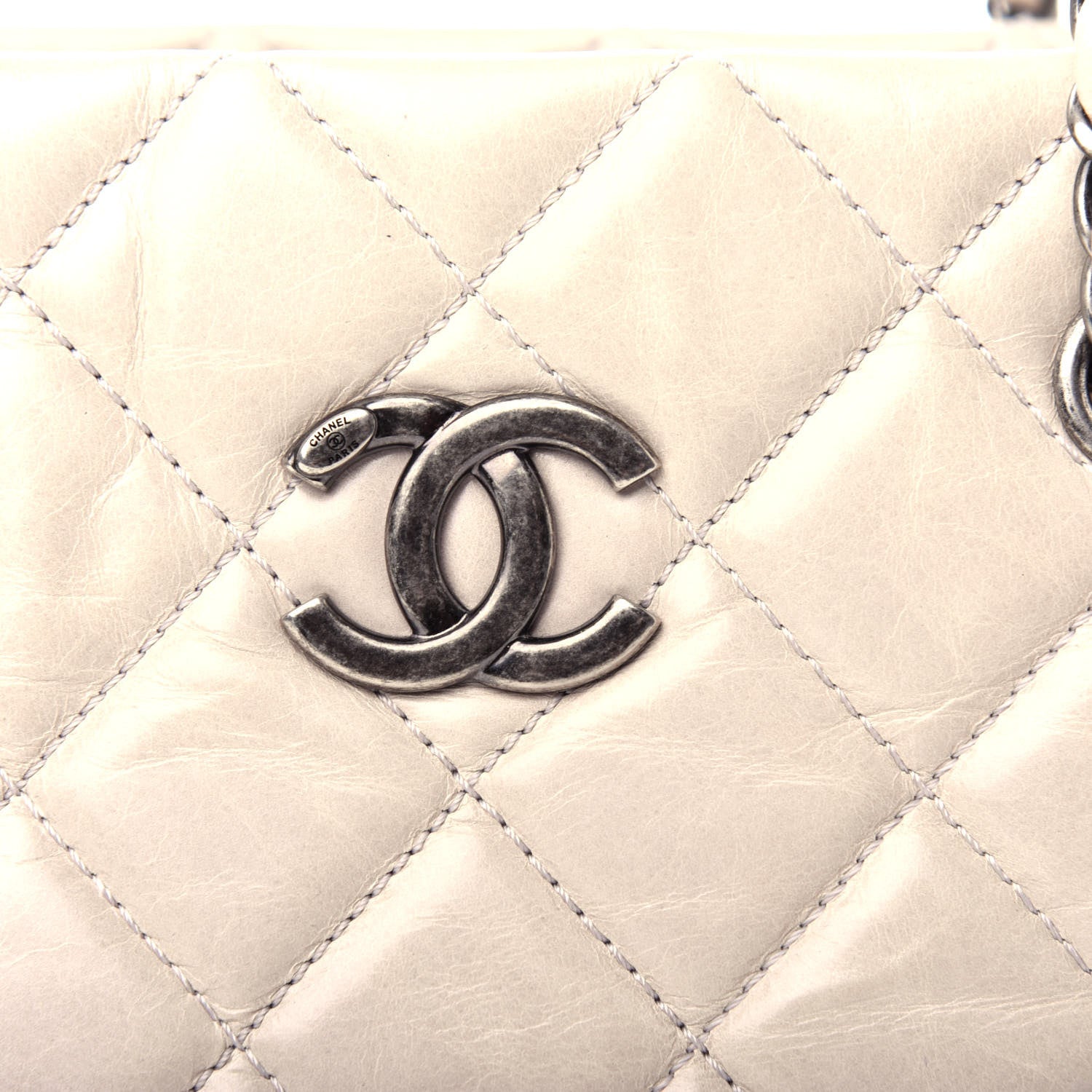 Chanel Glazed Calfskin Quilted Tote Grey 10 of 11