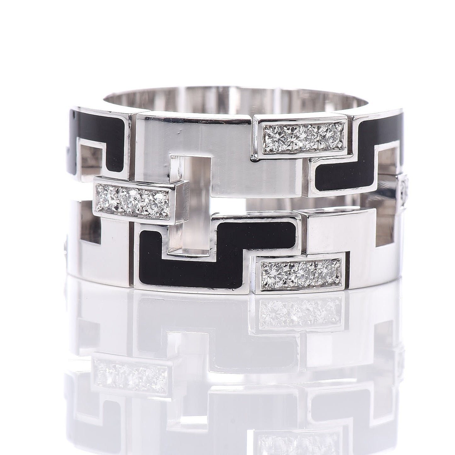 18K White Gold Enamel Diamond Le Baiser Du Dragon Ring 52 6