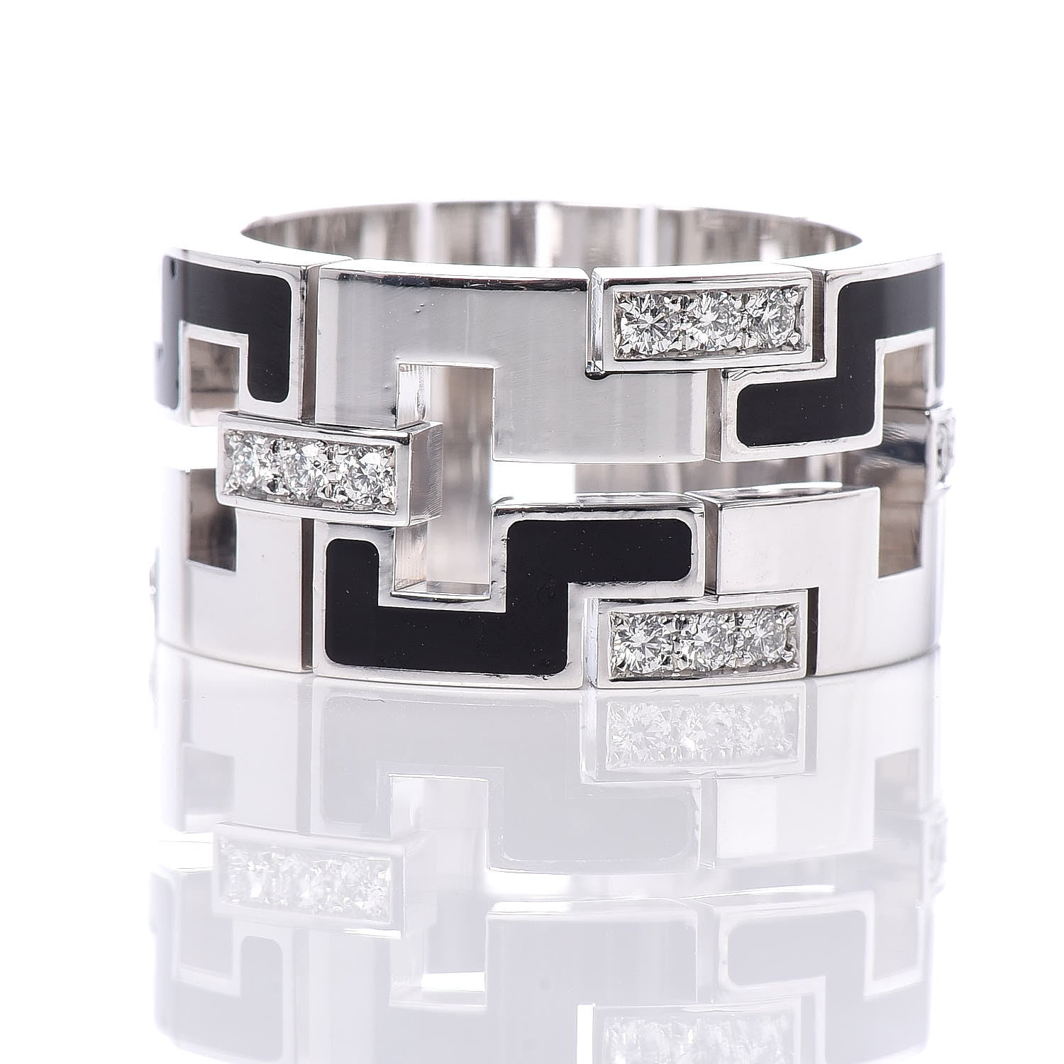 Cartier 18K White Gold Enamel Diamond Le Baiser Du Dragon Ring 52 6 5 of 7