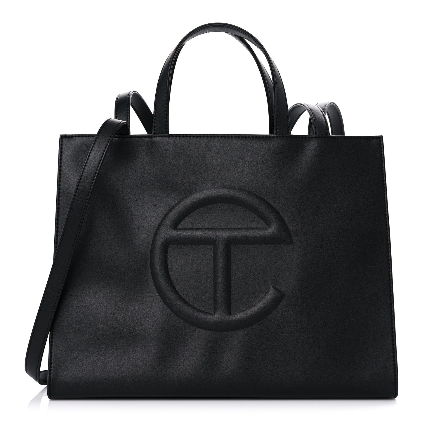 Vegan Leather Medium Shopping Bag Black