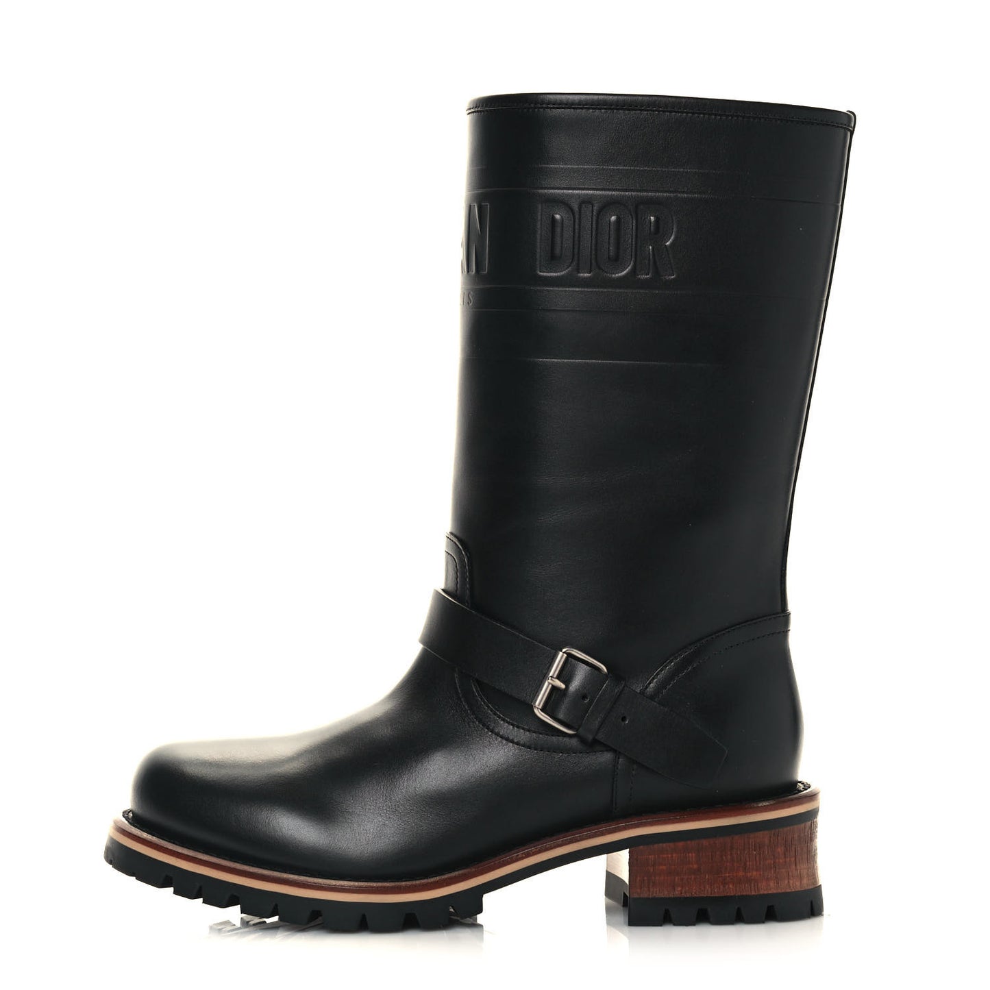 Calfskin Embossed Dior Quest 35mm Biker Boots 37.5 Black