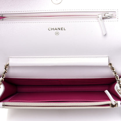Chanel Goatskin Quilted Timeless CC Wallet On Chain WOC White 4 of 4