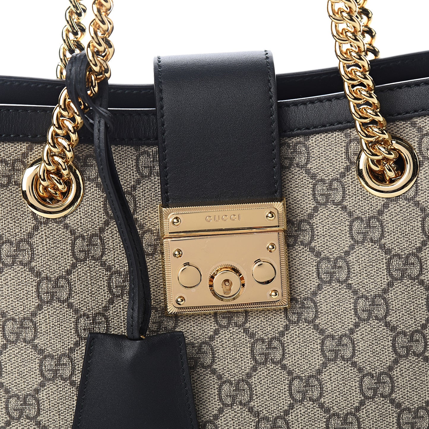 GG Supreme Monogram Small Padlock Tote Black