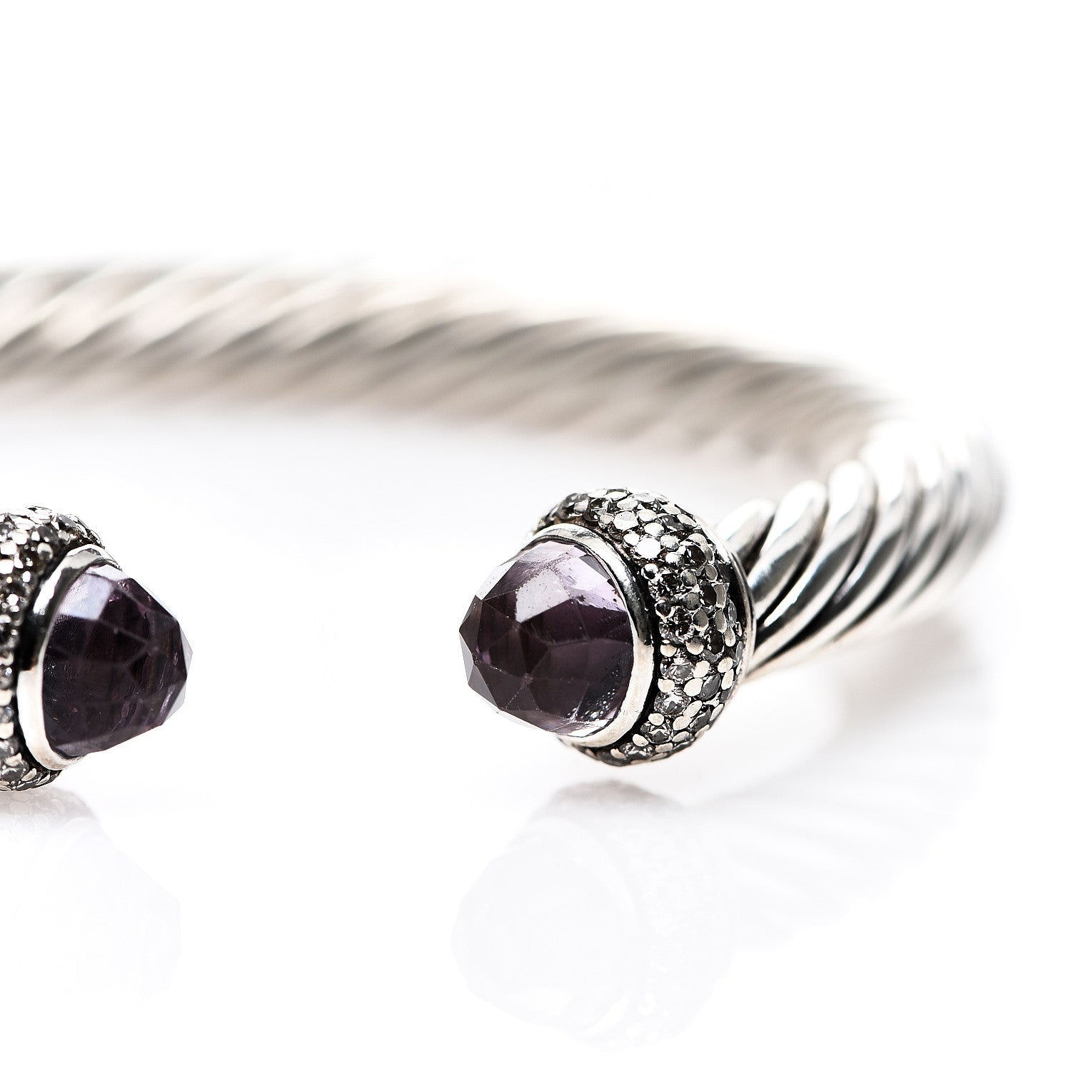 David Yurman Sterling Silver Diamond Lavender Amethyst 7mm Cable Bracelet 5 of 5