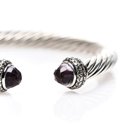 David Yurman Sterling Silver Diamond Lavender Amethyst 7mm Cable Bracelet 5 of 5