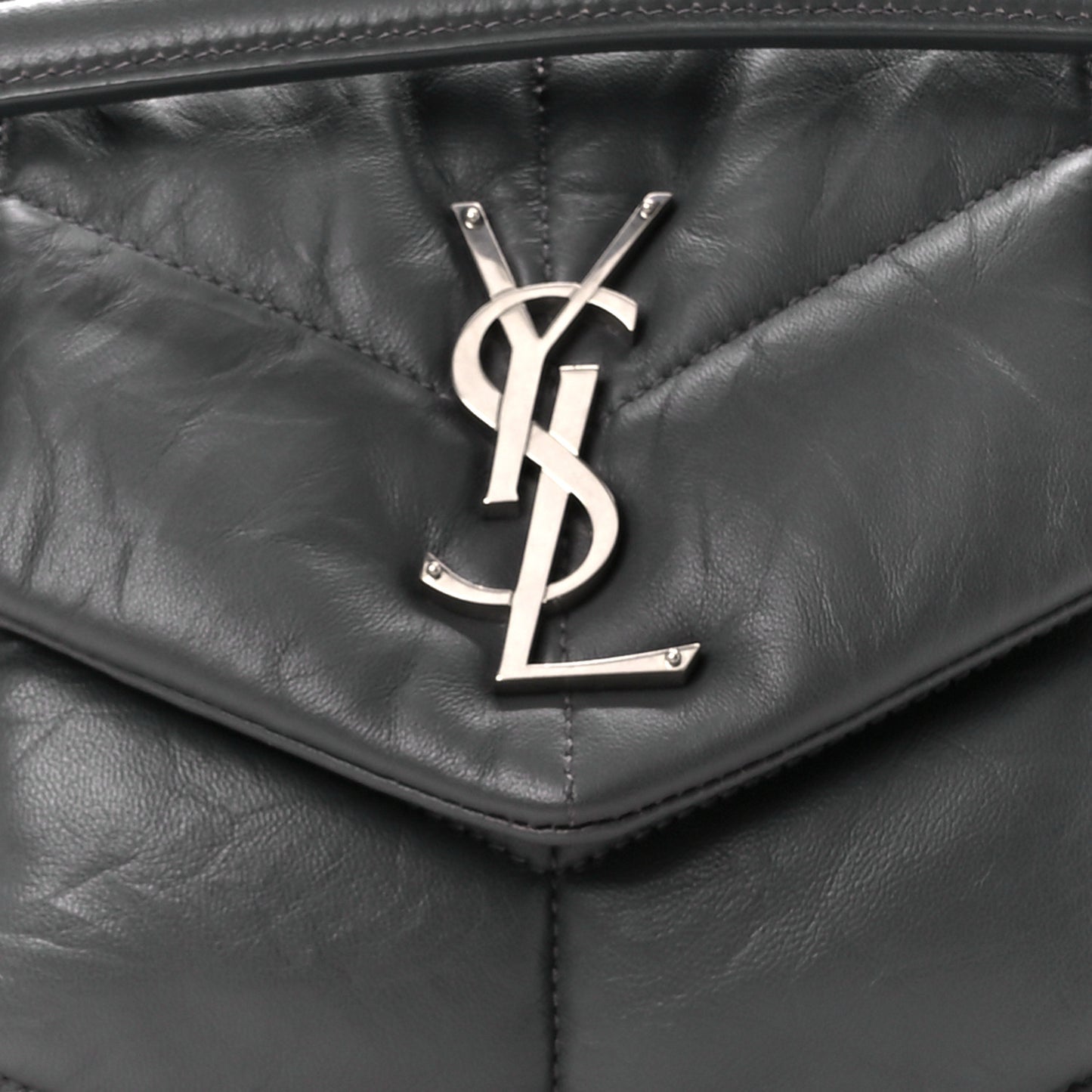 Lambskin Quilted Small Loulou Puffer Monogram Chain Satchel Concrete