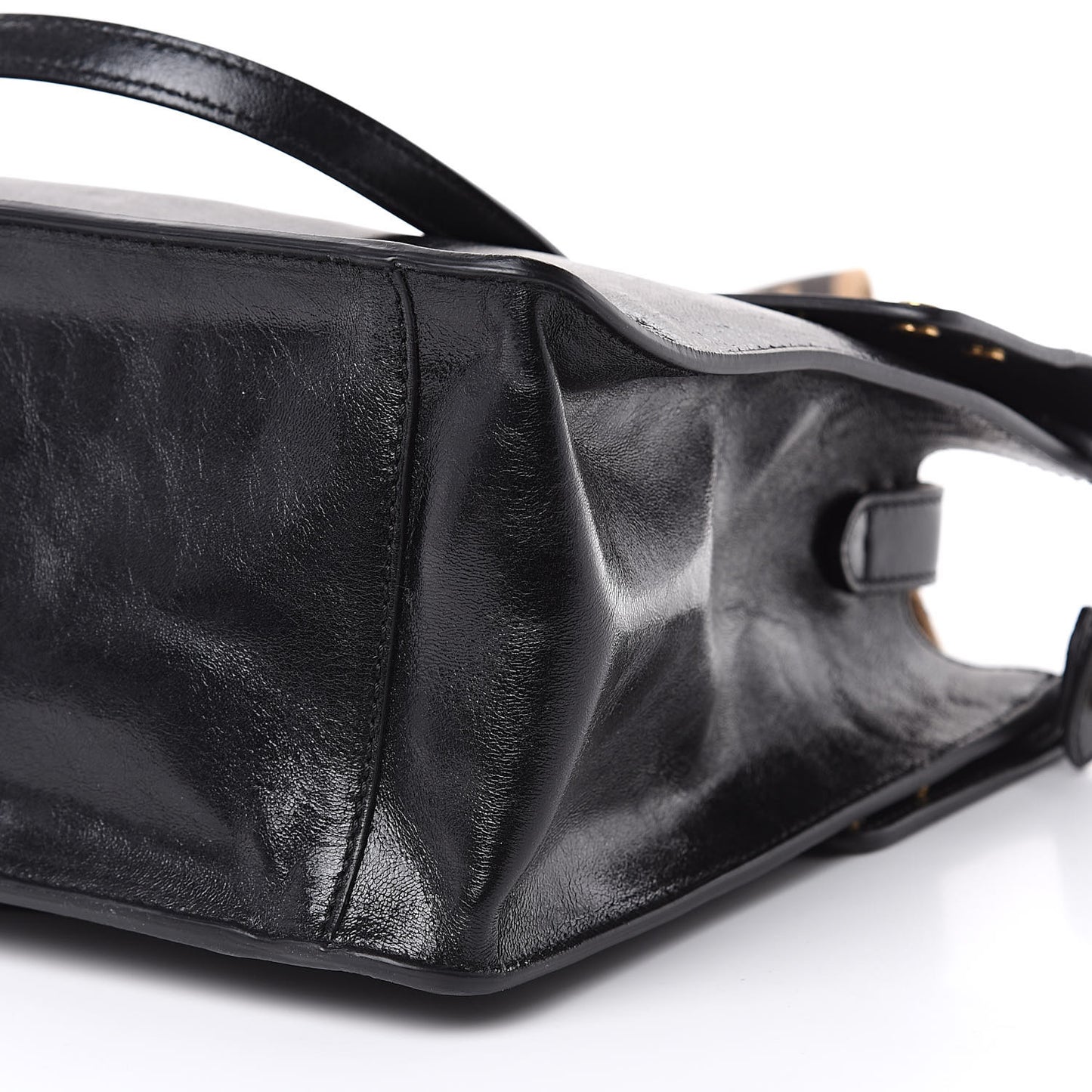 Agnello Old Shine Vitello Go Rain Large Flip Tote Black Marrone