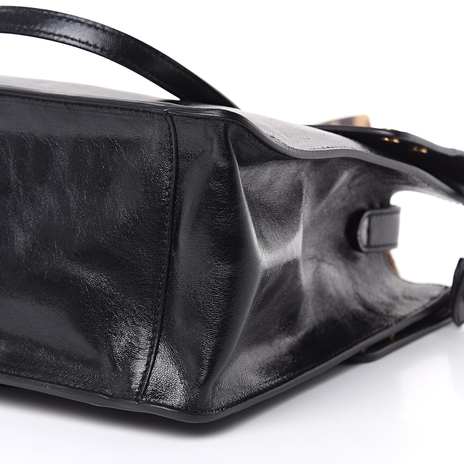 Fendi Agnello Old Shine Vitello Go Rain Large Flip Tote Black Marrone 10 of 11
