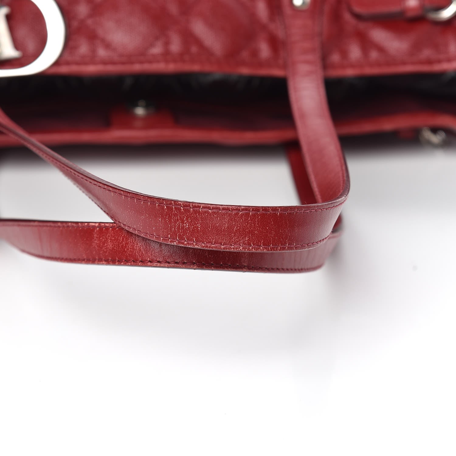 Christian Dior Coated Canvas Cannage Medium Panarea Tote Red 12 of 12