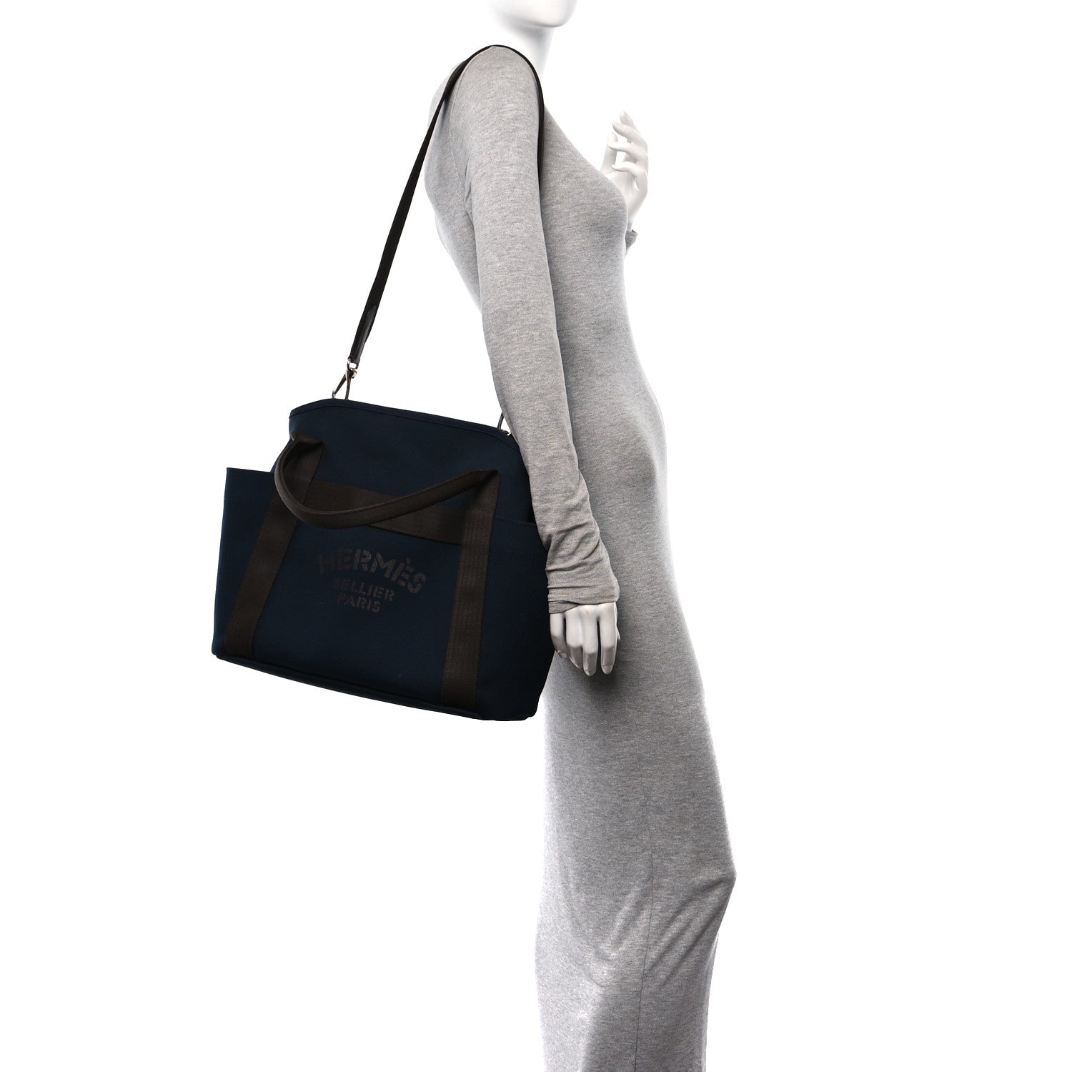 Hermes Toile Sac De Pansage Groom Bleu Navy Feu 2 of 15