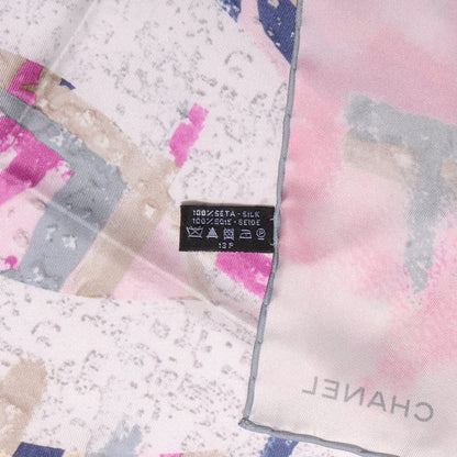 Chanel Silk Mosaic Watercolor CC Scarf Pink Multicolor 5 of 5
