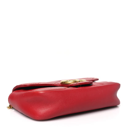 Gucci Calfskin Matelasse Super Mini GG Marmont Shoulder Bag Hibiscus Red 4 of 11