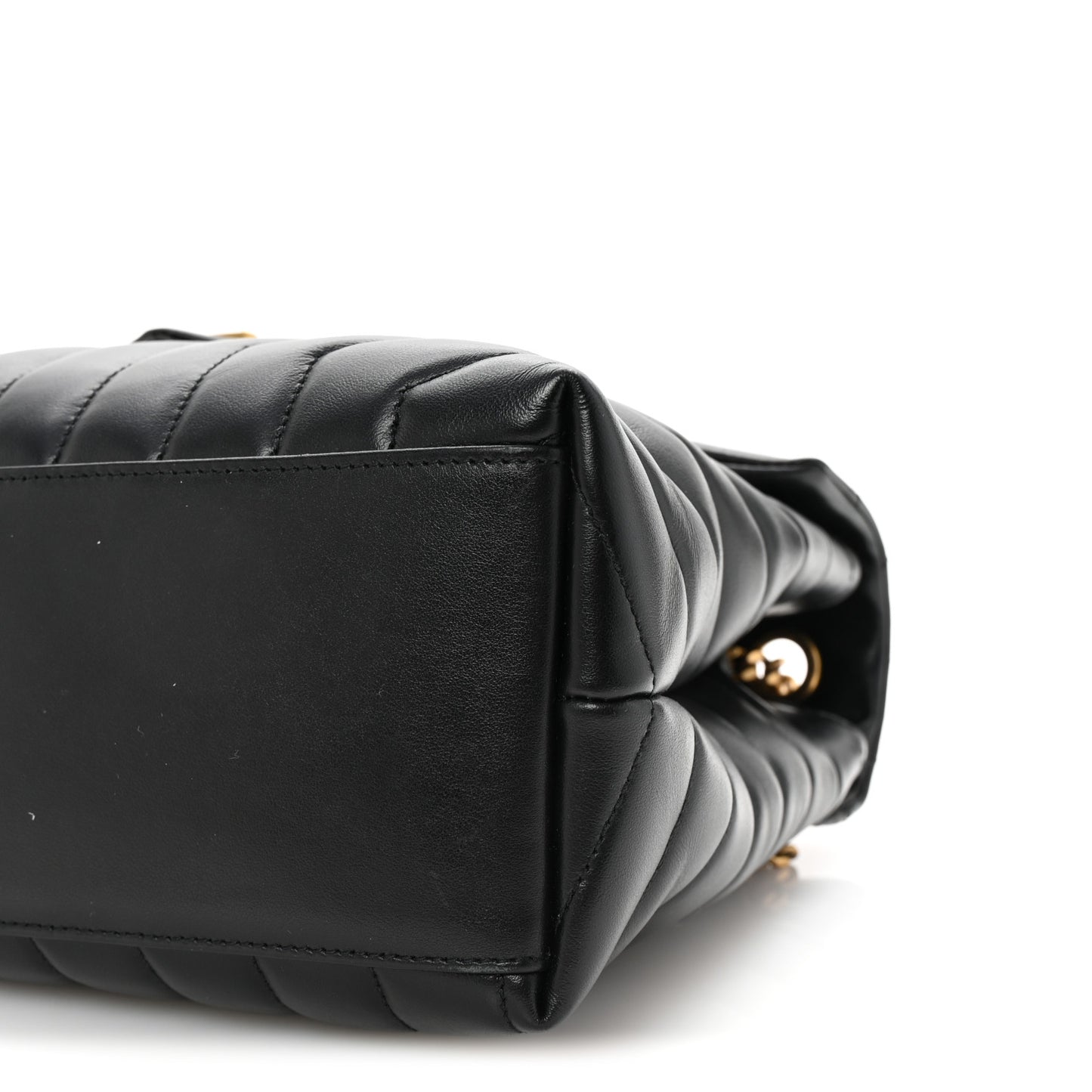 Calfskin Y Quilted Monogram Medium Loulou Chain Satchel Black