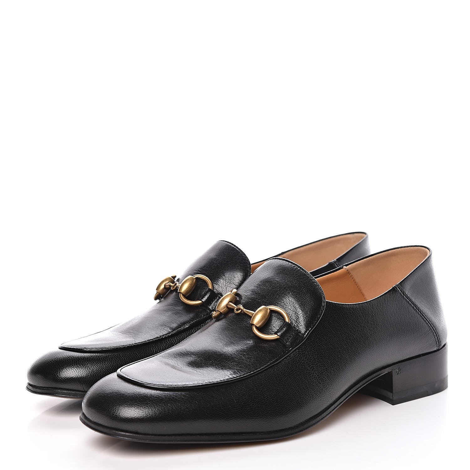 Gucci Goatskin Womens Horsebit Mid-Heel Loafers 37.5 Black 3 of 11
