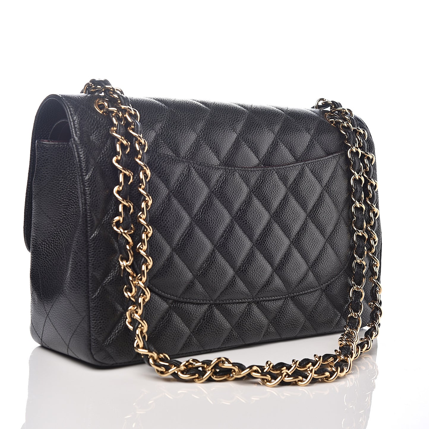 Caviar Quilted Jumbo Double Flap Black