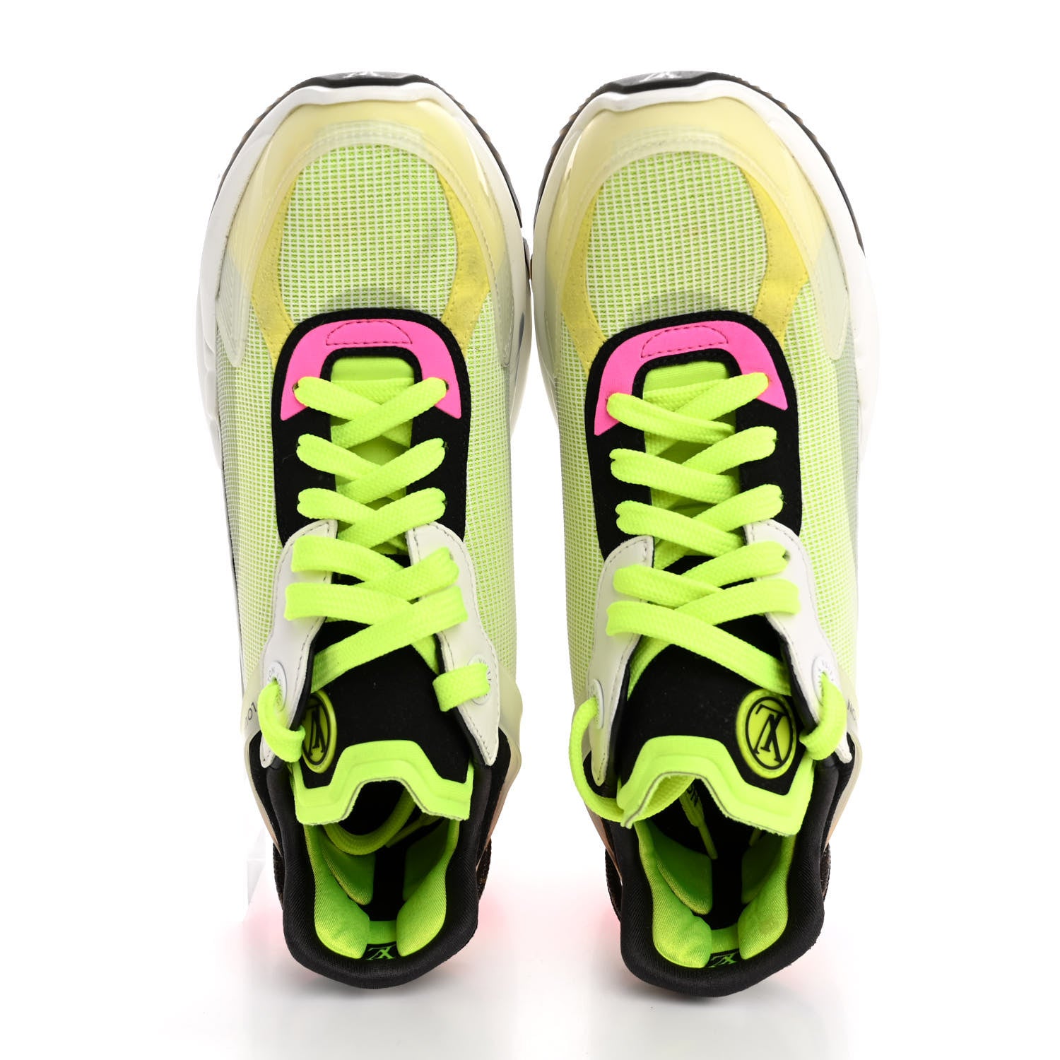 Louis Vuitton Mix Materials Suede Calfskin Run 55 Sneakers 36.5 Pink White Yellow 2 of 14