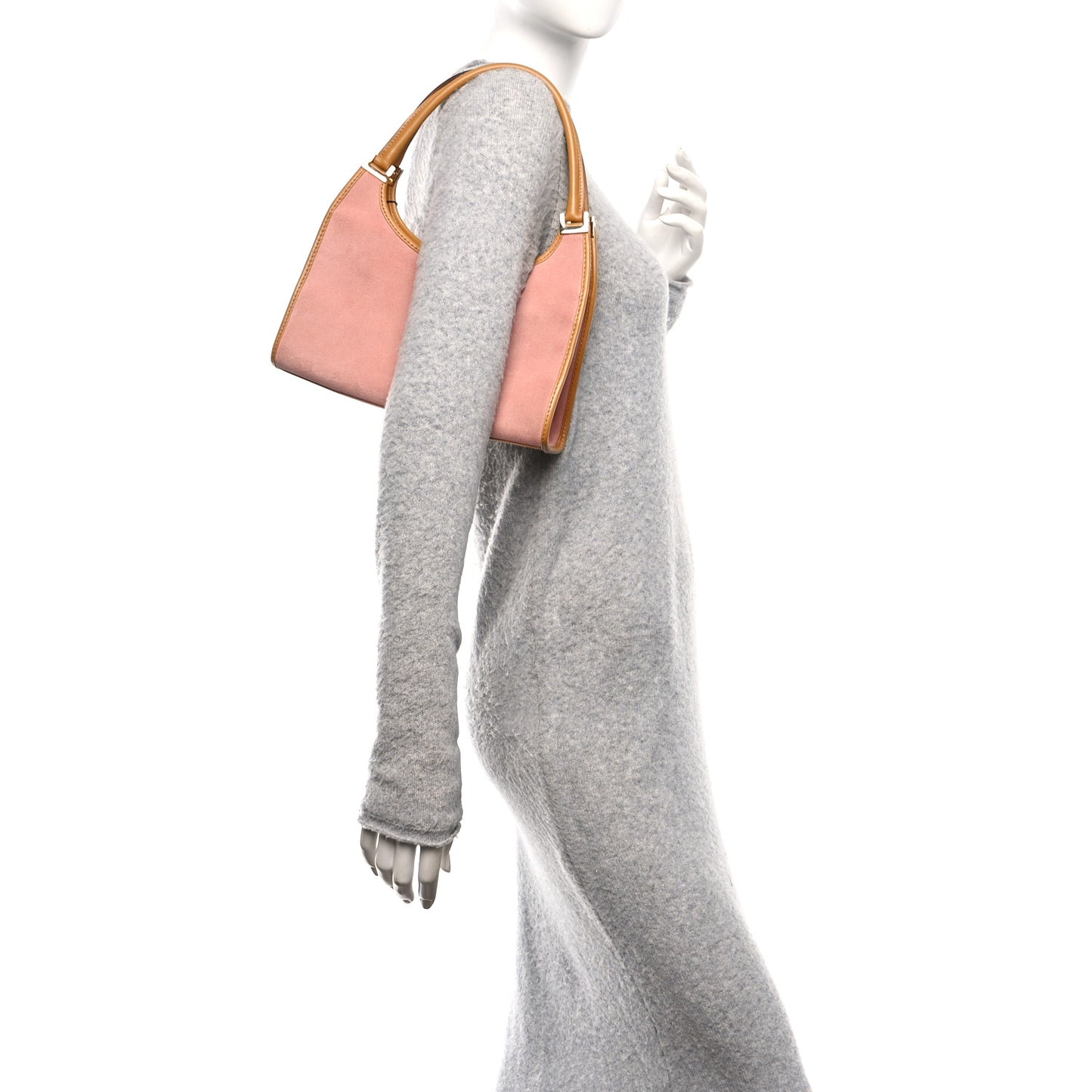 Suede Bardot Shoulder Bag Pink