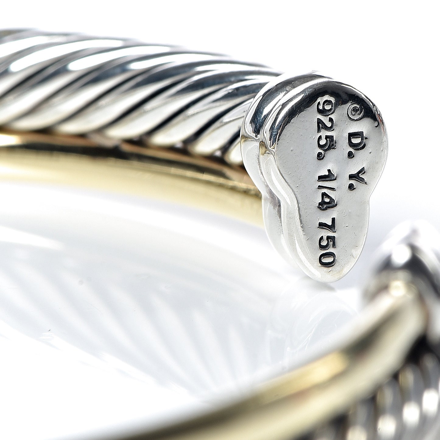 Sterling Silver 18K Yellow Gold 5mm Crossover Cuff Bracelet