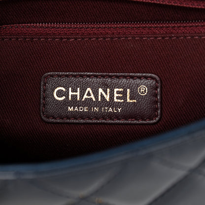 Chanel Patent Goatskin Quilted Medium CC Eyelet Flap Blue 6 of 12