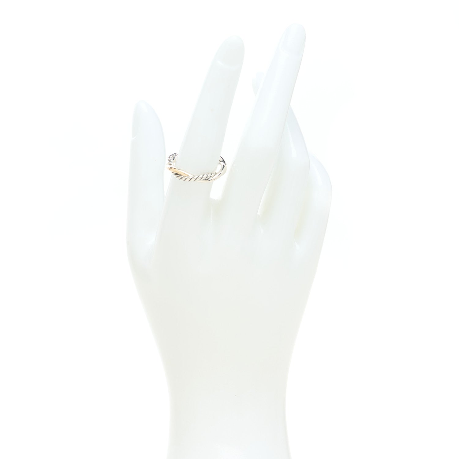 David Yurman Sterling Silver 14K Yellow Gold Petite Infinity Band Ring 54 7 3 of 4