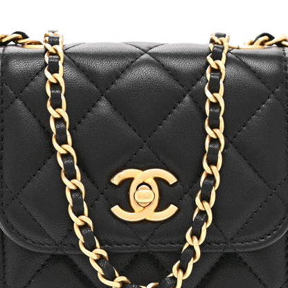 Chanel Lambskin Quilted Pearl Crush Phone Holder With Chain Black 8 of 10
