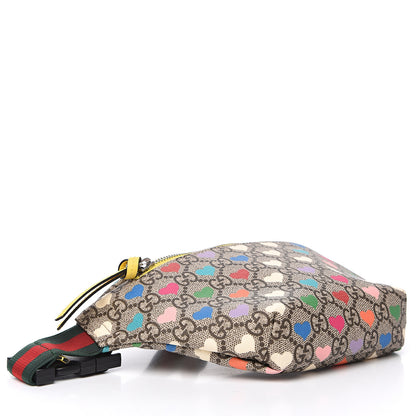 Gucci Soft GG Supreme Monogram Hearts Web Childrens Belt Bag Beige Ebony Multicolor Freesia 3 of 8
