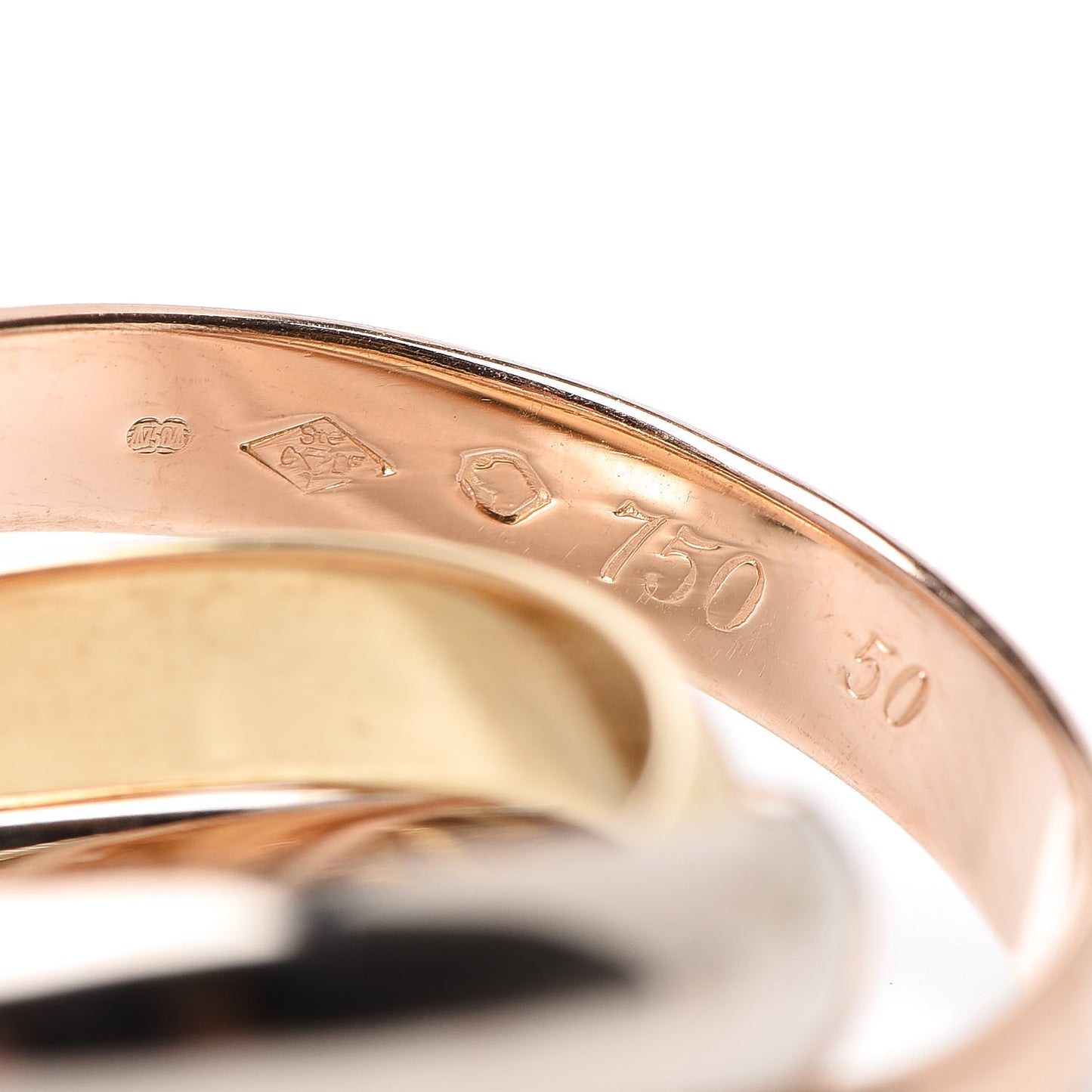 18K Pink Yellow White Gold Classic Les Must De Trinity Ring 50 5.25