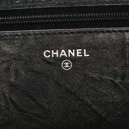 Chanel Crumpled Lambskin Studded Paris Dallas Wallet On Chain WOC Black 6 of 8