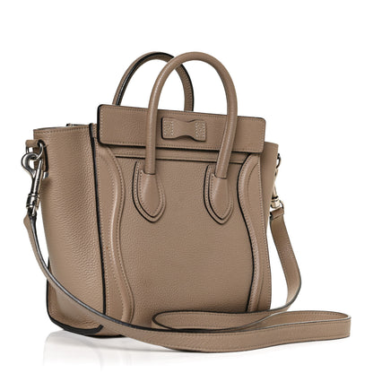 Celine Drummed Calfskin Nano Luggage Dune 3 of 12