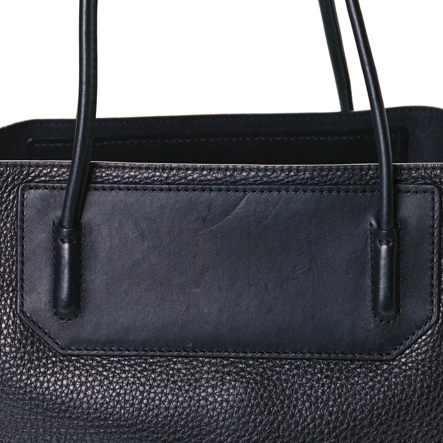 Pebbled Calfskin Large Prisma Skeletal Tote Black Silver Hardware