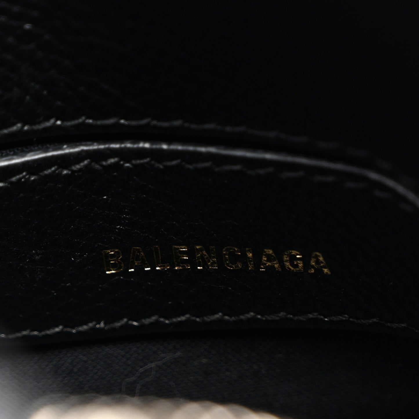 Signature Grained Calfskin Logo XXS Ville Top Handle Bag Black White